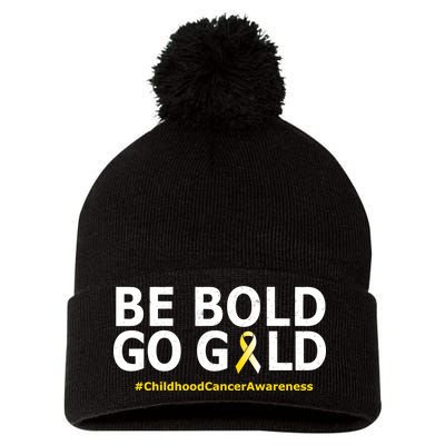 Be The Gold Childhood Cancer Awareness Pom Pom 12in Knit Beanie