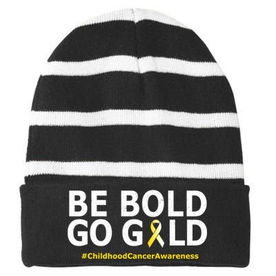 Be The Gold Childhood Cancer Awareness Striped Beanie with Solid Band