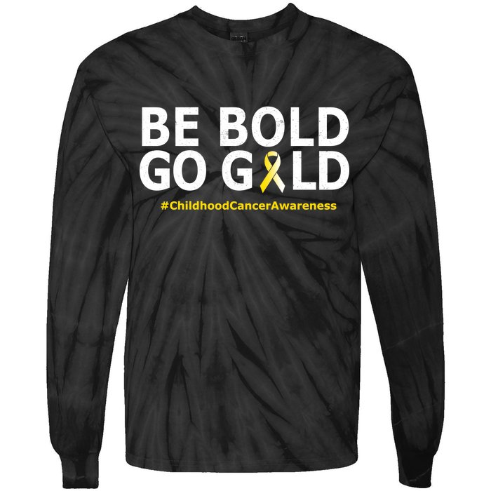 Be The Gold Childhood Cancer Awareness Tie-Dye Long Sleeve Shirt