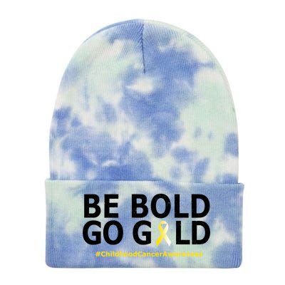 Be The Gold Childhood Cancer Awareness Tie Dye 12in Knit Beanie