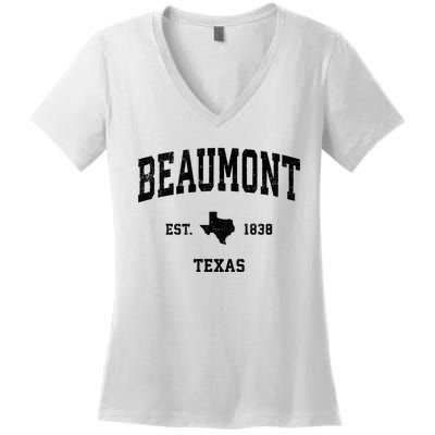 Beaumont Est 1838 Texas Tx Vintage Sports Design Women's V-Neck T-Shirt