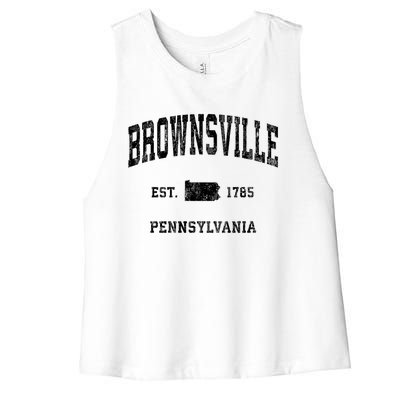 Brownsville Est 1785 Pennsylvania Pa Vintage Established Athletic Sports Design Women's Racerback Cropped Tank