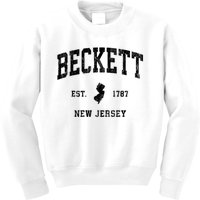 Beckett Est 1787 New Jersey Nj Vintage Athletic Black Sports Design Kids Sweatshirt