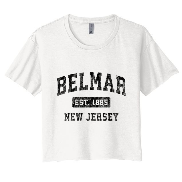 Belmar Est 1885 New Jersey Nj Vintage Established Sports Design Crop Top