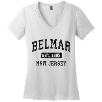 Belmar Est 1885 New Jersey Nj Vintage Established Sports Design Women's V-Neck T-Shirt