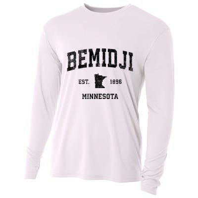 Bemidji Est 1896 Minnesota Mn Vintage Sports Design Cooling Performance Long Sleeve Crew