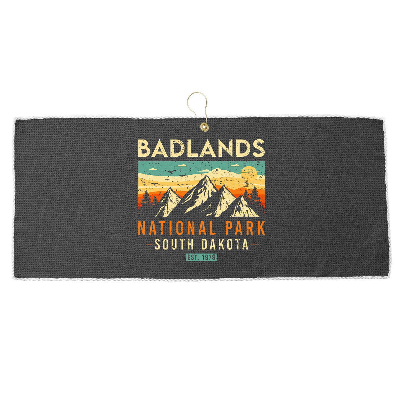 Badlands Est. 1978 Vintage Retro South Dakota National Park Large Microfiber Waffle Golf Towel