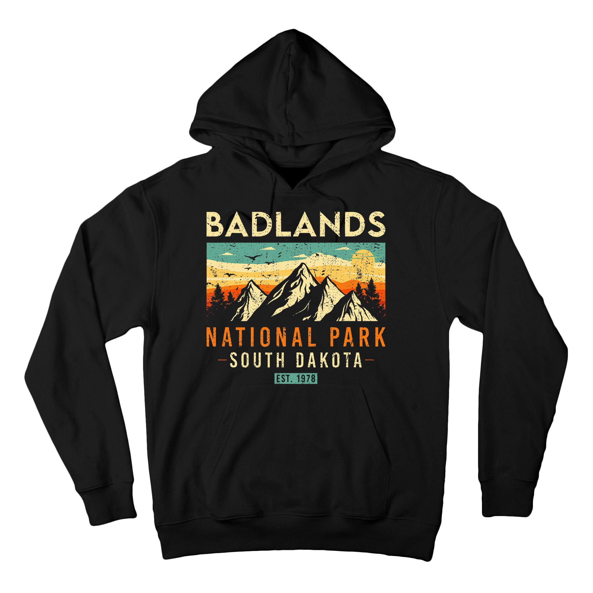 Badlands Est. 1978 Vintage Retro South Dakota National Park Tall Hoodie