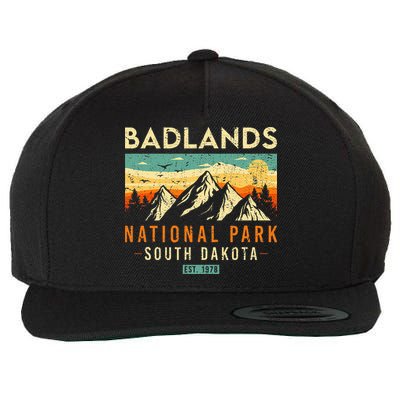 Badlands Est. 1978 Vintage Retro South Dakota National Park Wool Snapback Cap