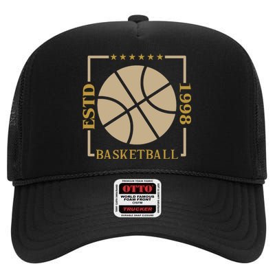 Basketball Estd 1998 High Crown Mesh Back Trucker Hat