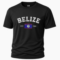 Belize Est. 1981 Belizean Flag Independence Day Cooling Performance Crew T-Shirt
