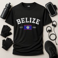 Belize Est. 1981 Belizean Flag Independence Day Cooling Performance Crew T-Shirt