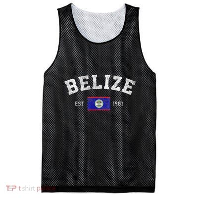Belize Est. 1981 Belizean Flag Independence Day Mesh Reversible Basketball Jersey Tank