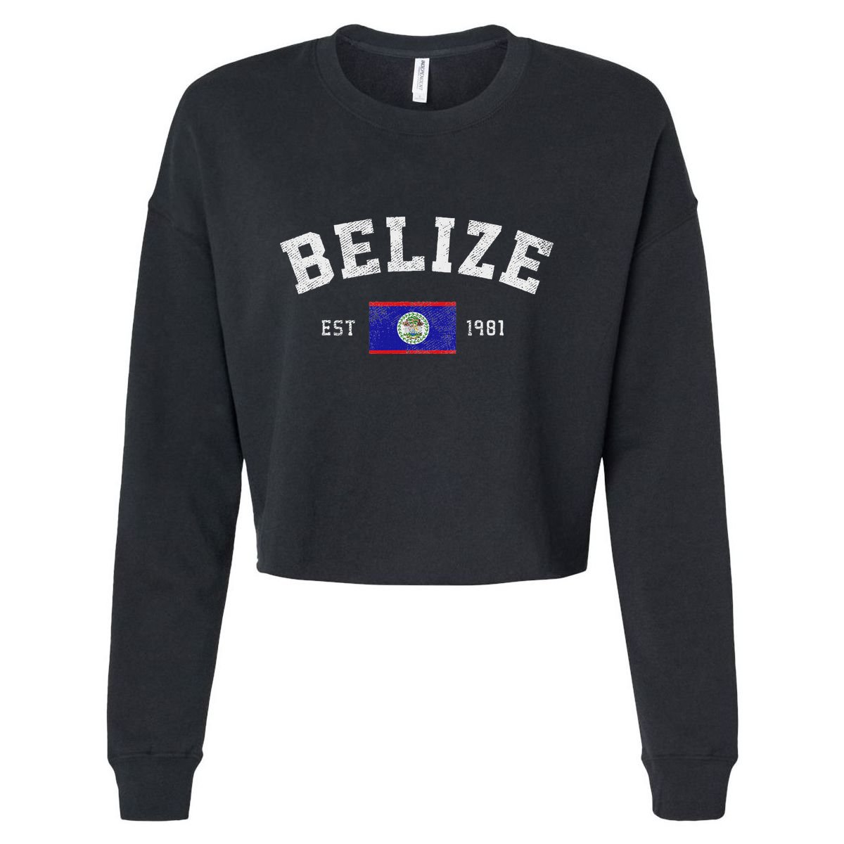 Belize Est. 1981 Belizean Flag Independence Day Cropped Pullover Crew