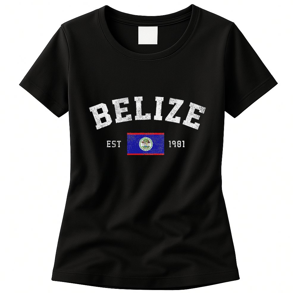 Belize Est. 1981 Belizean Flag Independence Day Womens T-Shirt
