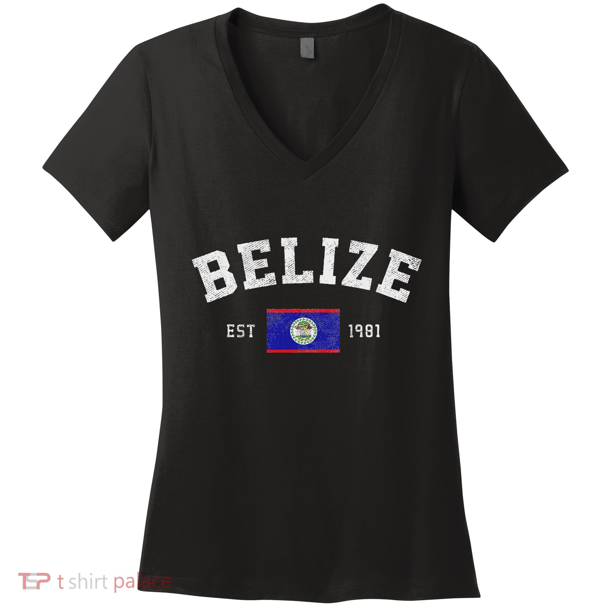 Belize Est. 1981 Belizean Flag Independence Day Women's V-Neck T-Shirt