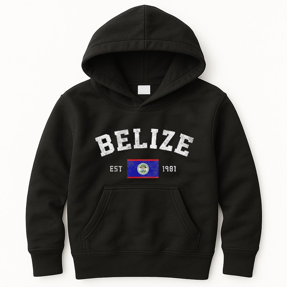 Belize Est. 1981 Belizean Flag Independence Day Kids Hoodie