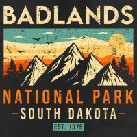 Badlands Est. 1978 O South Dakota National Park 7 Panel Mesh Trucker Snapback Hat
