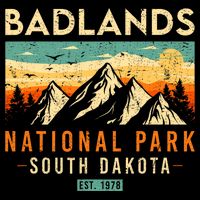 Badlands Est. 1978 O South Dakota National Park 7-Panel Snapback Hat