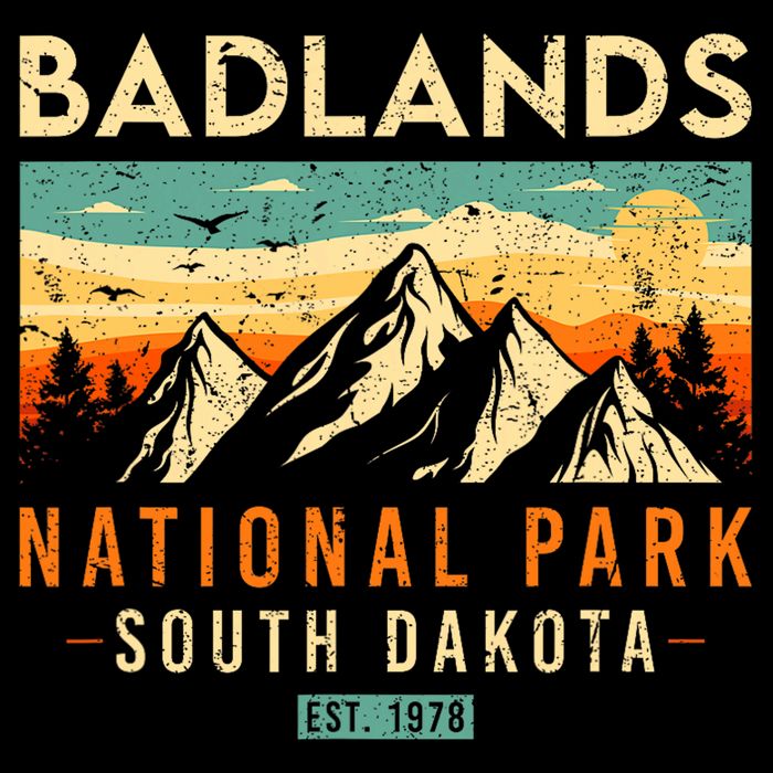 Badlands Est. 1978 O South Dakota National Park 7-Panel Snapback Hat