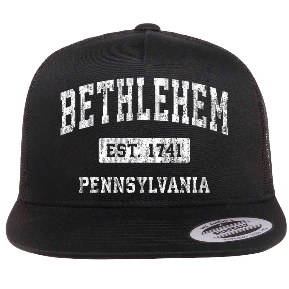 Bethlehem Est 1741 Pennsylvania Pa Vintage Established Sports Design Flat Bill Trucker Hat