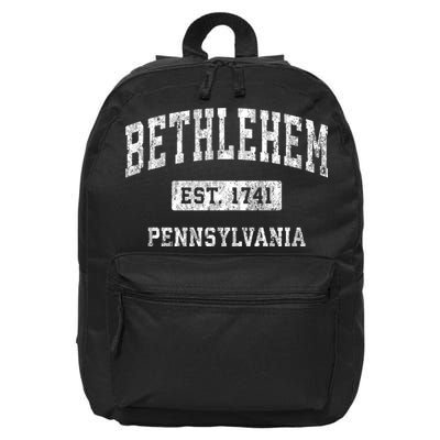 Bethlehem Est 1741 Pennsylvania Pa Vintage Established Sports Design 16 in Basic Backpack