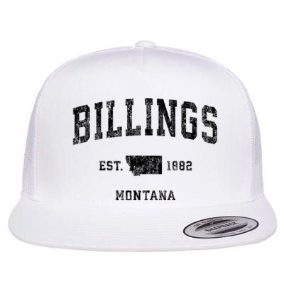 Billings Est 1882 Montana Mt Vintage Established Athletic Sports Design Flat Bill Trucker Hat