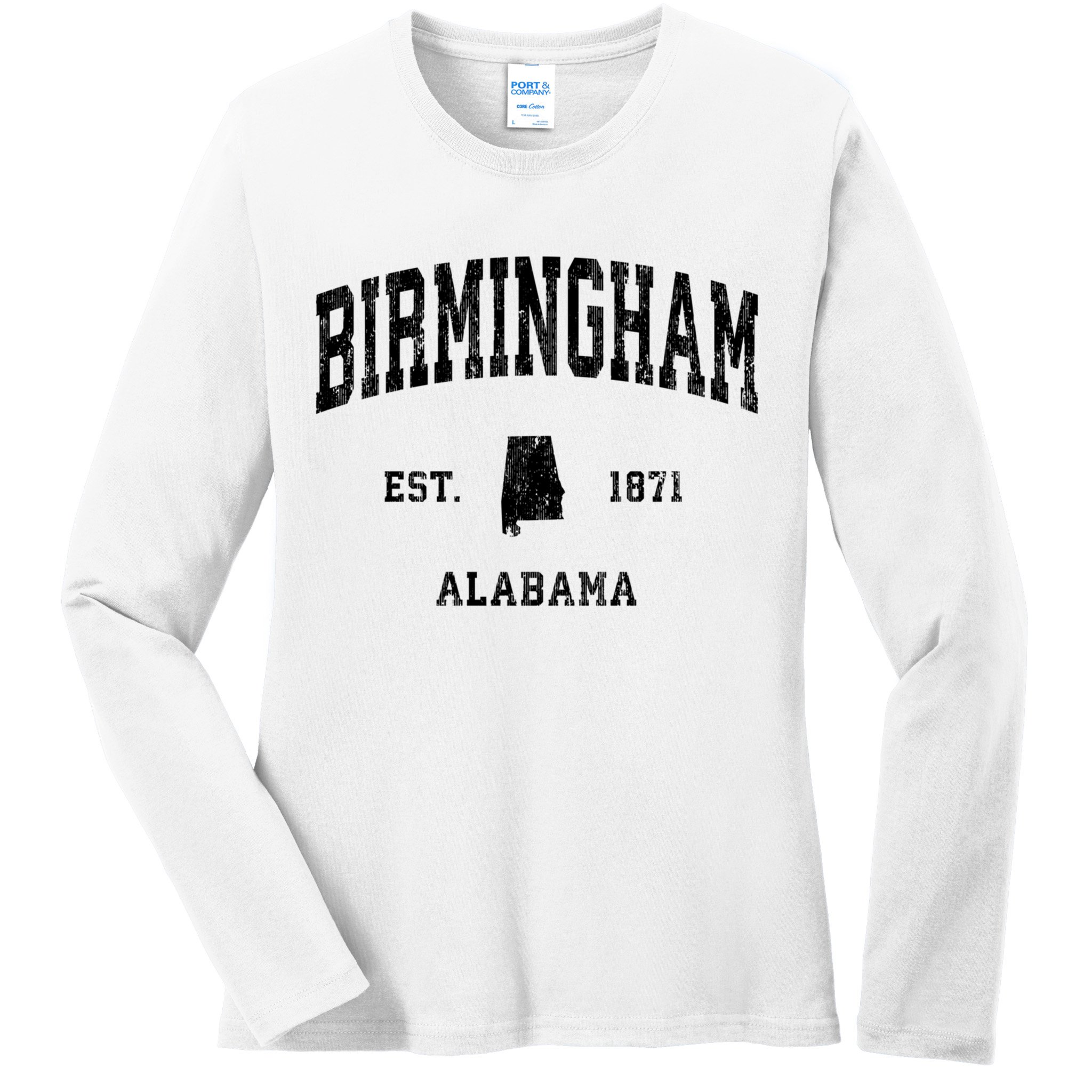 Birmingham Est 1871 Alabama Al Vintage Established Athletic Sports Design Ladies Long Sleeve Shirt