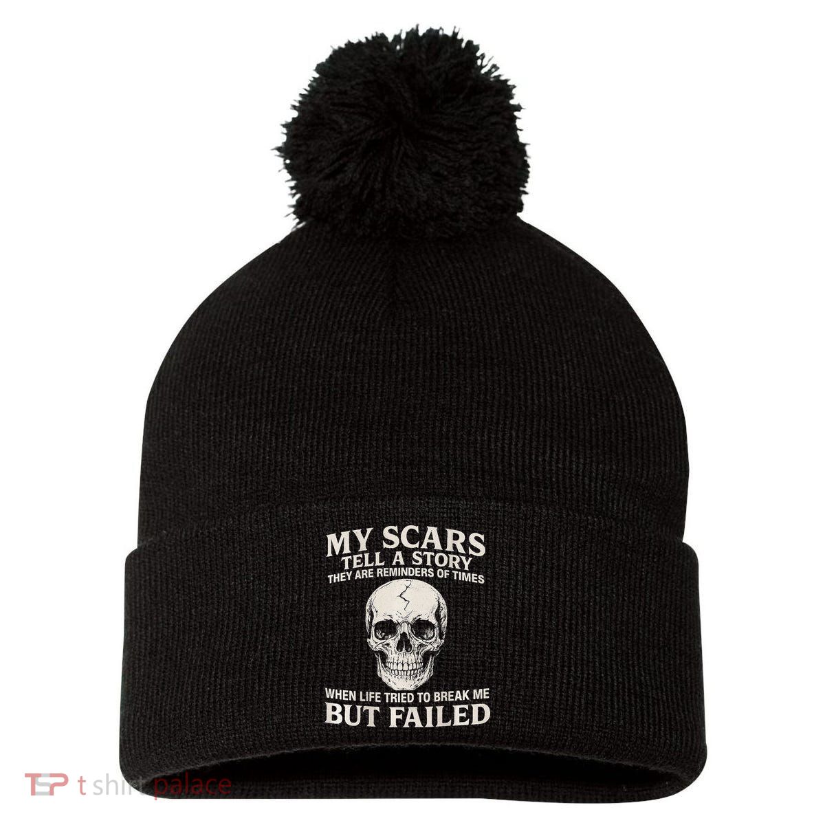 Boomer Est 1959 My Scars Tell A Story They Are Reminders Pom Pom 12in Knit Beanie