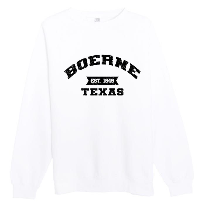 Boerne Est 1849 Texas Tx Vintage Athletic Sports Established Premium Crewneck Sweatshirt