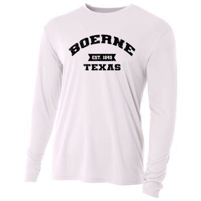 Boerne Est 1849 Texas Tx Vintage Athletic Sports Established Cooling Performance Long Sleeve Crew