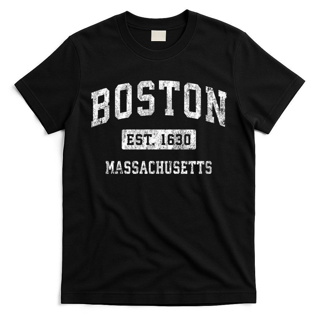 Boston Est 1630 Massachusetts Ma Vintage Established Sports Design T-Shirt