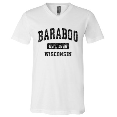 Baraboo Est 1866 Wisconsin Wi Vintage Sports Design V-Neck T-Shirt