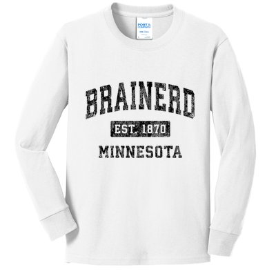 Brainerd Est 1870 Minnesota Mn Vintage Established Sports Design Kids Long Sleeve Shirt