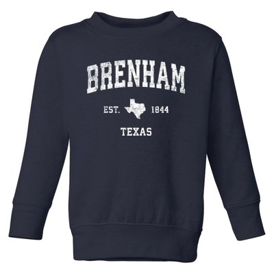 Brenham Est 1844 Texas Tx Vintage Established Athletic Sports Design Toddler Sweatshirt