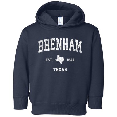 Brenham Est 1844 Texas Tx Vintage Established Athletic Sports Design Toddler Hoodie