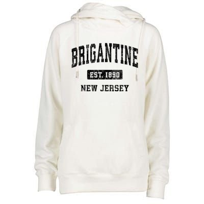 Brigantine Est 1890 New Jersey Nj Vintage Established Athletic Sports Design Womens Funnel Neck Pullover Hood