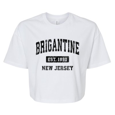 Brigantine Est 1890 New Jersey Nj Vintage Established Athletic Sports Design Bella+Canvas Jersey Crop Tee