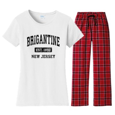 Brigantine Est 1890 New Jersey Nj Vintage Established Athletic Sports Design Women's Flannel Pajama Set