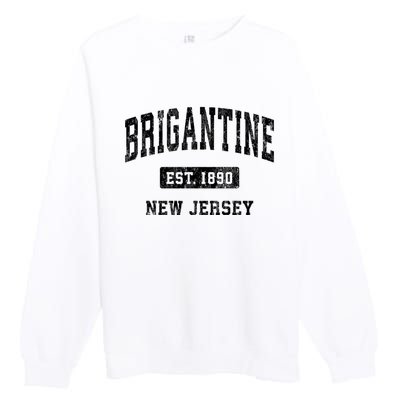 Brigantine Est 1890 New Jersey Nj Vintage Established Athletic Sports Design Premium Crewneck Sweatshirt