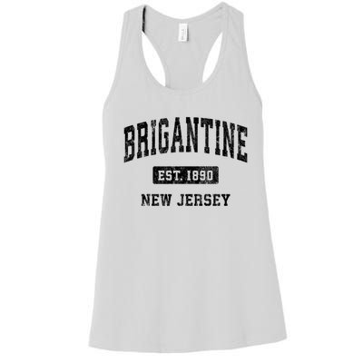 Brigantine Est 1890 New Jersey Nj Vintage Established Athletic Sports Design Women's Racerback Tank