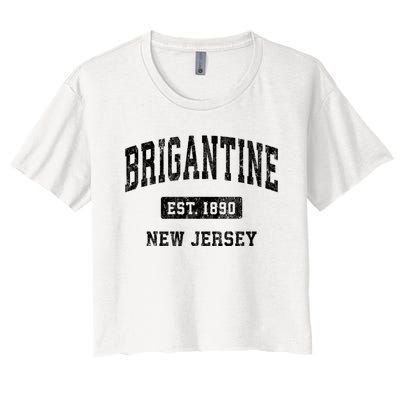 Brigantine Est 1890 New Jersey Nj Vintage Established Athletic Sports Design Women's Crop Top Tee