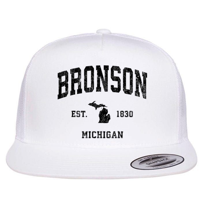 Bronson Est 1830 Michigan Mi Vintage Established Athletic Sports Design Flat Bill Trucker Hat