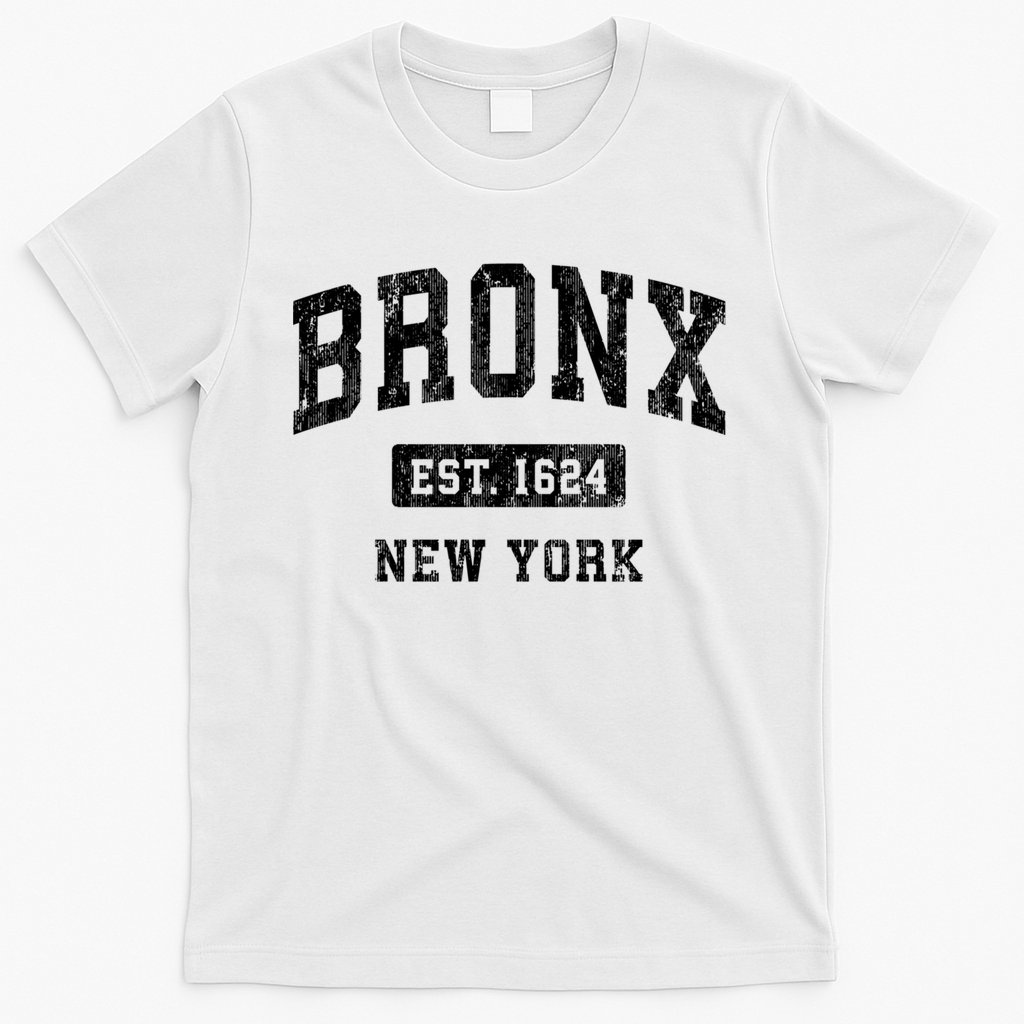 Bronx Est 1624 New York Ny Vintage Established Athletic Sports Design T-Shirt