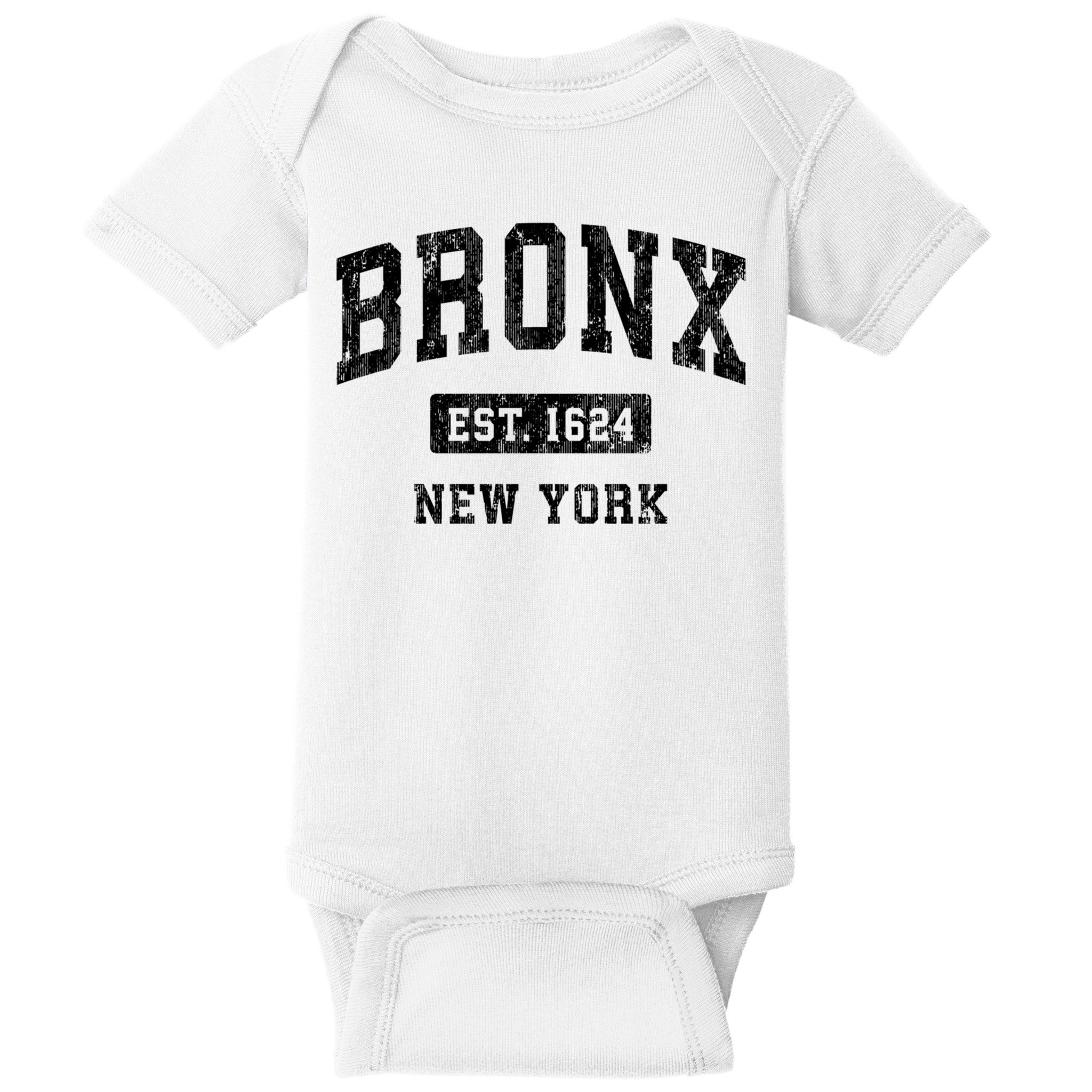 Bronx Est 1624 New York Ny Vintage Established Athletic Sports Design Baby Bodysuit