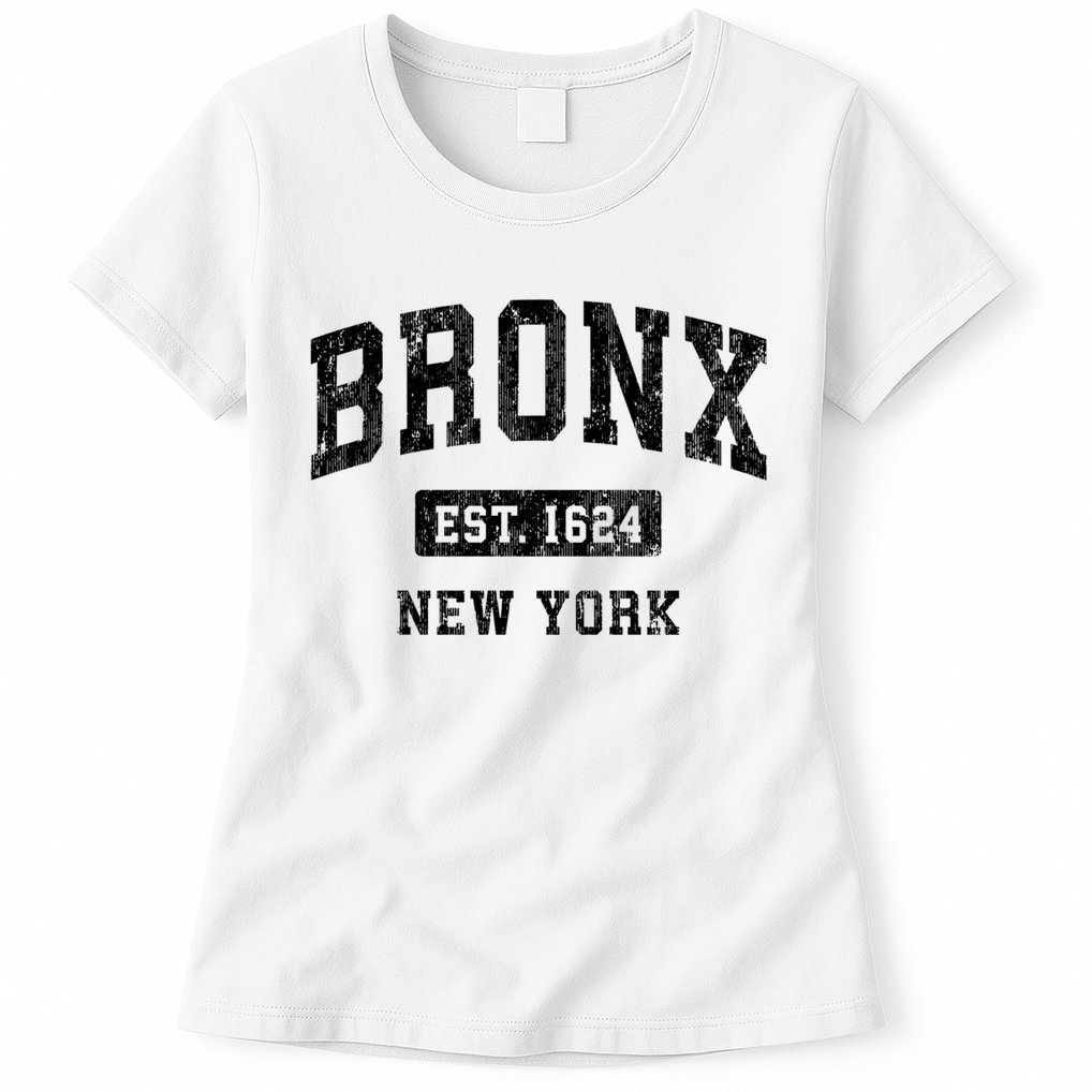 Bronx Est 1624 New York Ny Vintage Established Athletic Sports Design Womens T-Shirt