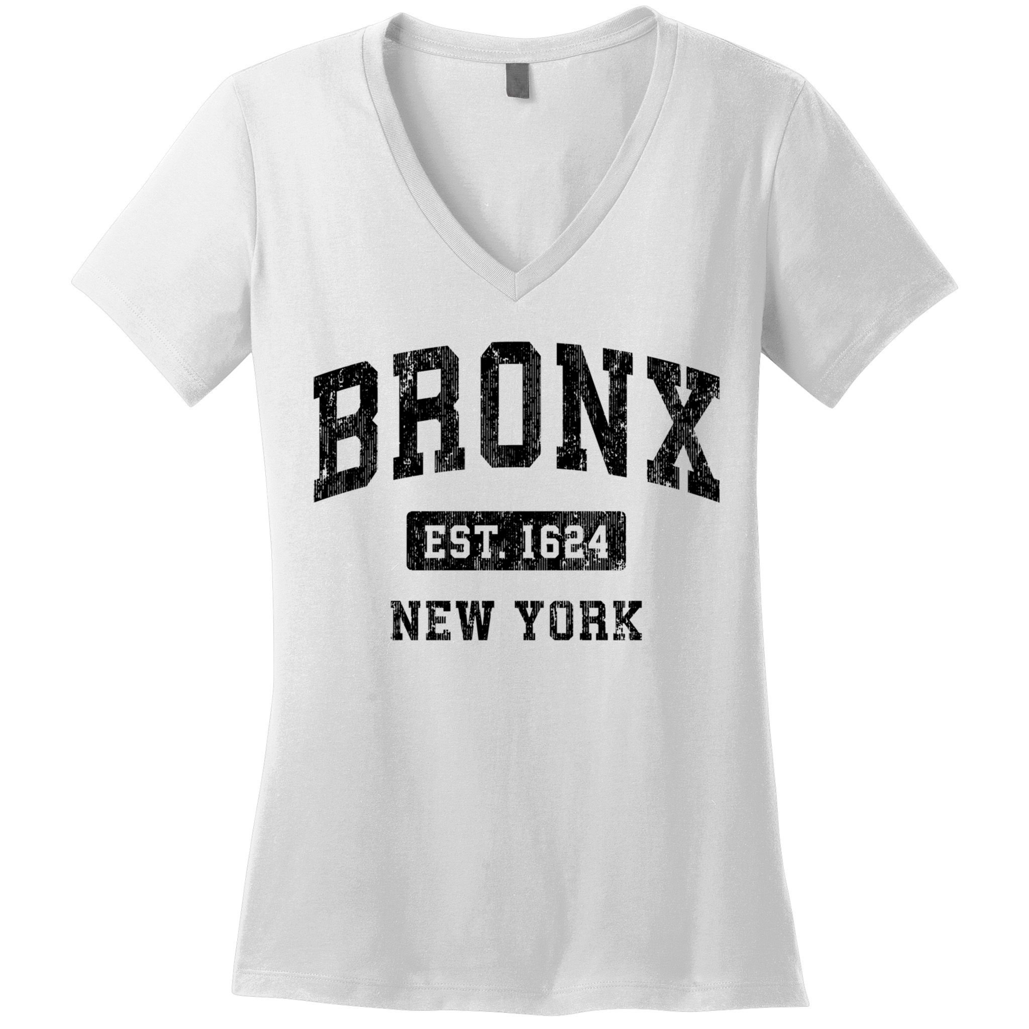 Bronx Est 1624 New York Ny Vintage Established Athletic Sports Design Women's V-Neck T-Shirt