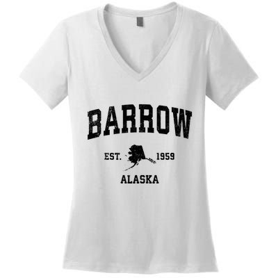 Barrow Est 1959 Alaska Ak Vintage Sports Design Women's V-Neck T-Shirt
