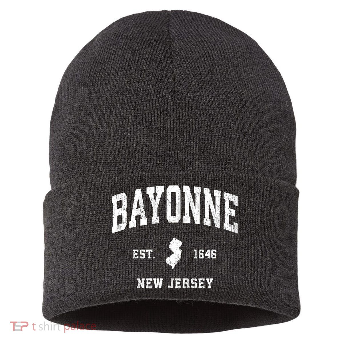 Bayonne Est 1646 New Jersey Nj Vintage Athletic Sports Design Sustainable Knit Beanie