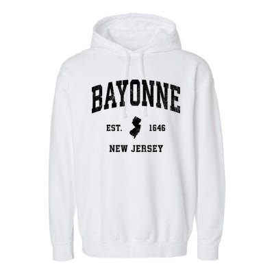 Bayonne Est 1646 New Jersey Nj Vintage Athletic Sports Design Garment-Dyed Fleece Hoodie